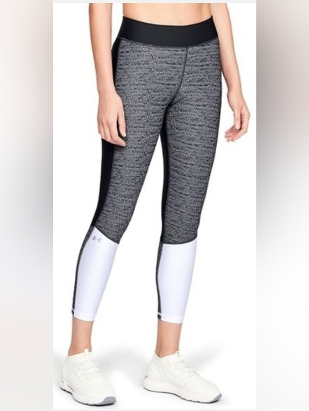 Under Armour Gray, Black & White Colorblock Capri Leggings